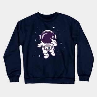 Cute Astronaut Flying In Space Cartoon Crewneck Sweatshirt